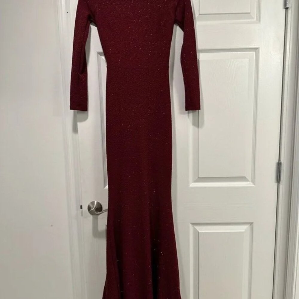 Lovely Day Low Back, High Slit Glitter Maxi Cocktail Dress